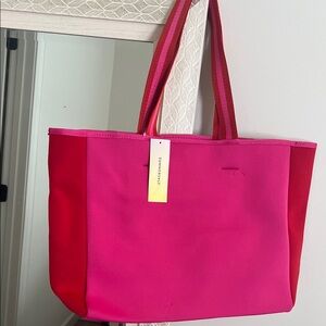 summer & rose Hot Pink and Red Contrast Tote